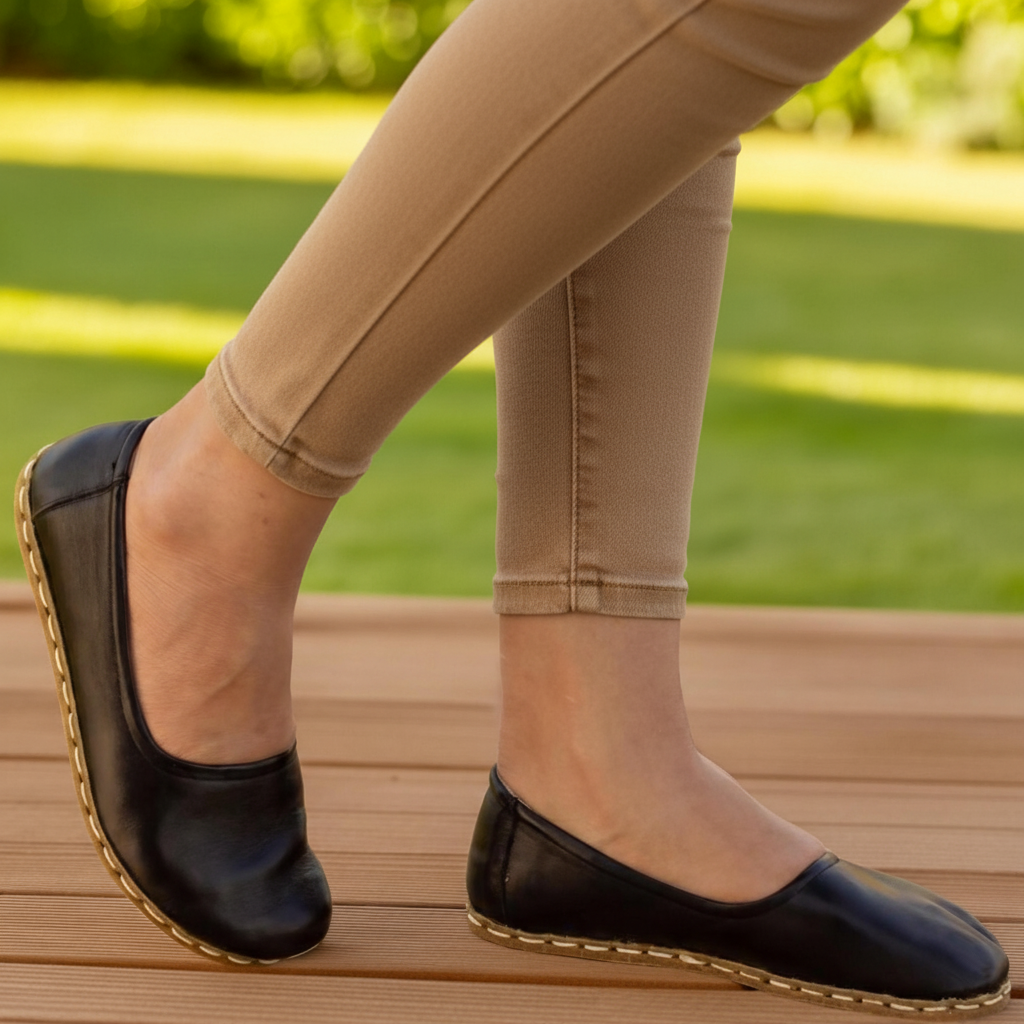 Handmade Women Barefoot Black Ballet Flats