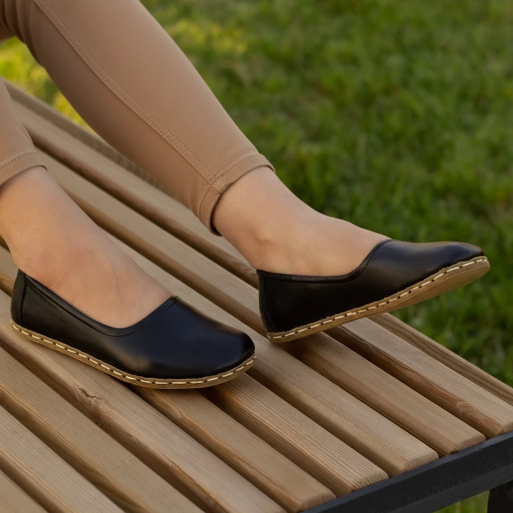 Handmade Women Barefoot Black Ballet Flats