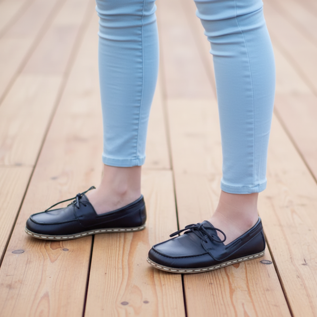 Women Barefoot Black Boat Shoes