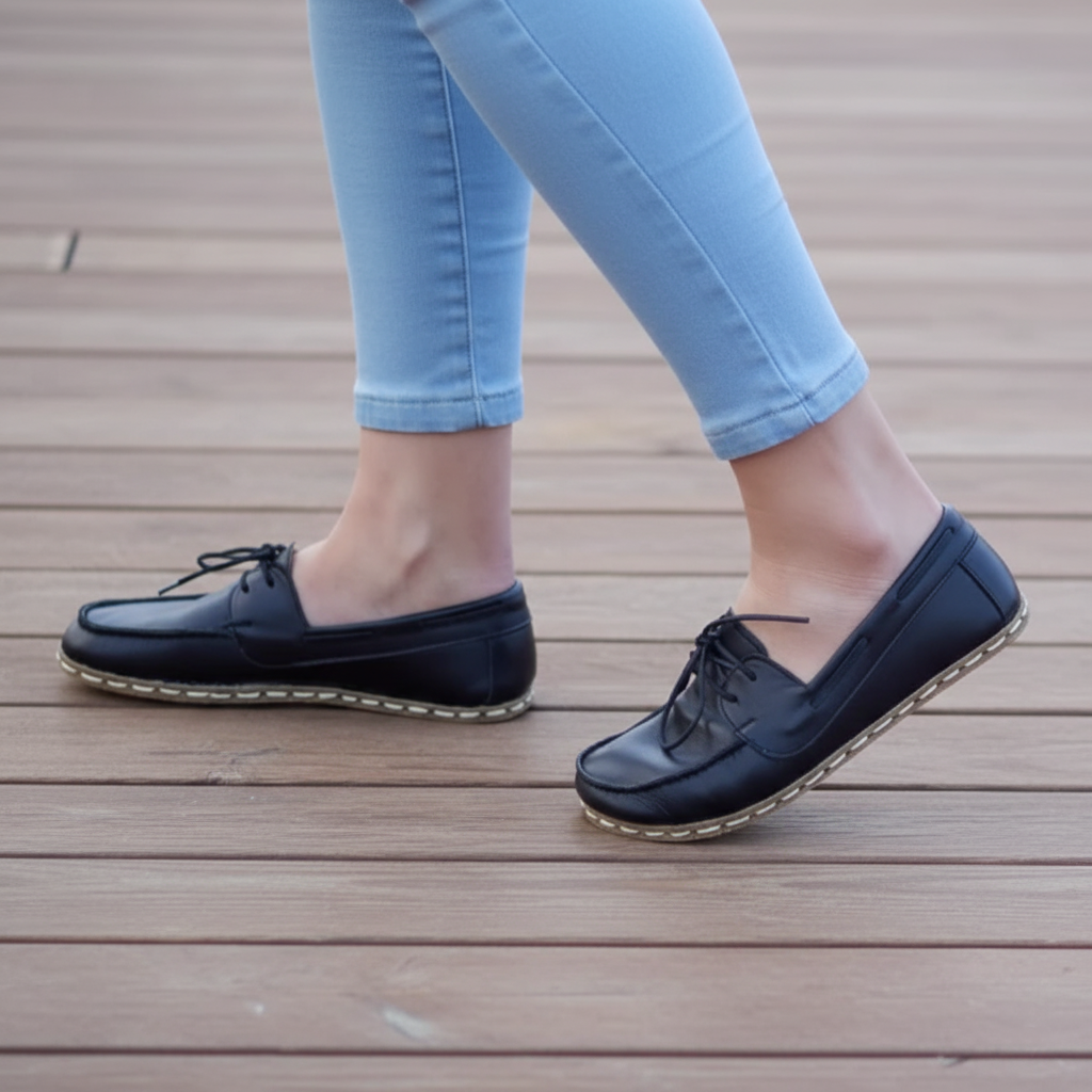 Women Barefoot Black Boat Shoes