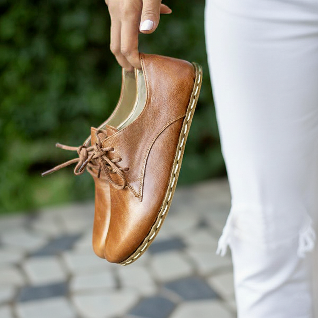 Women Barefoot Brown Oxford Shoes