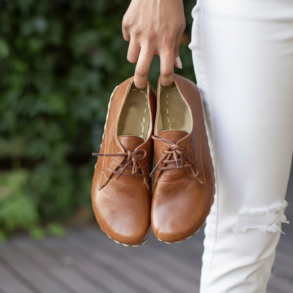 Women Barefoot Brown Oxford Shoes