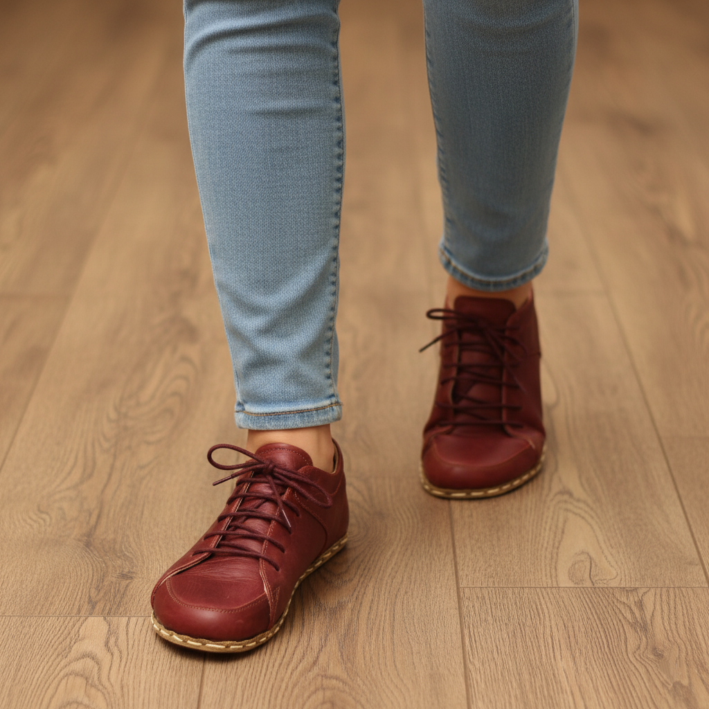 Women Barefoot Burgundy Sneakers