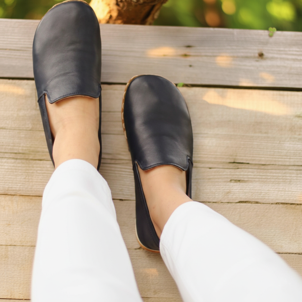 Women Barefoot Navy Blue Loafers