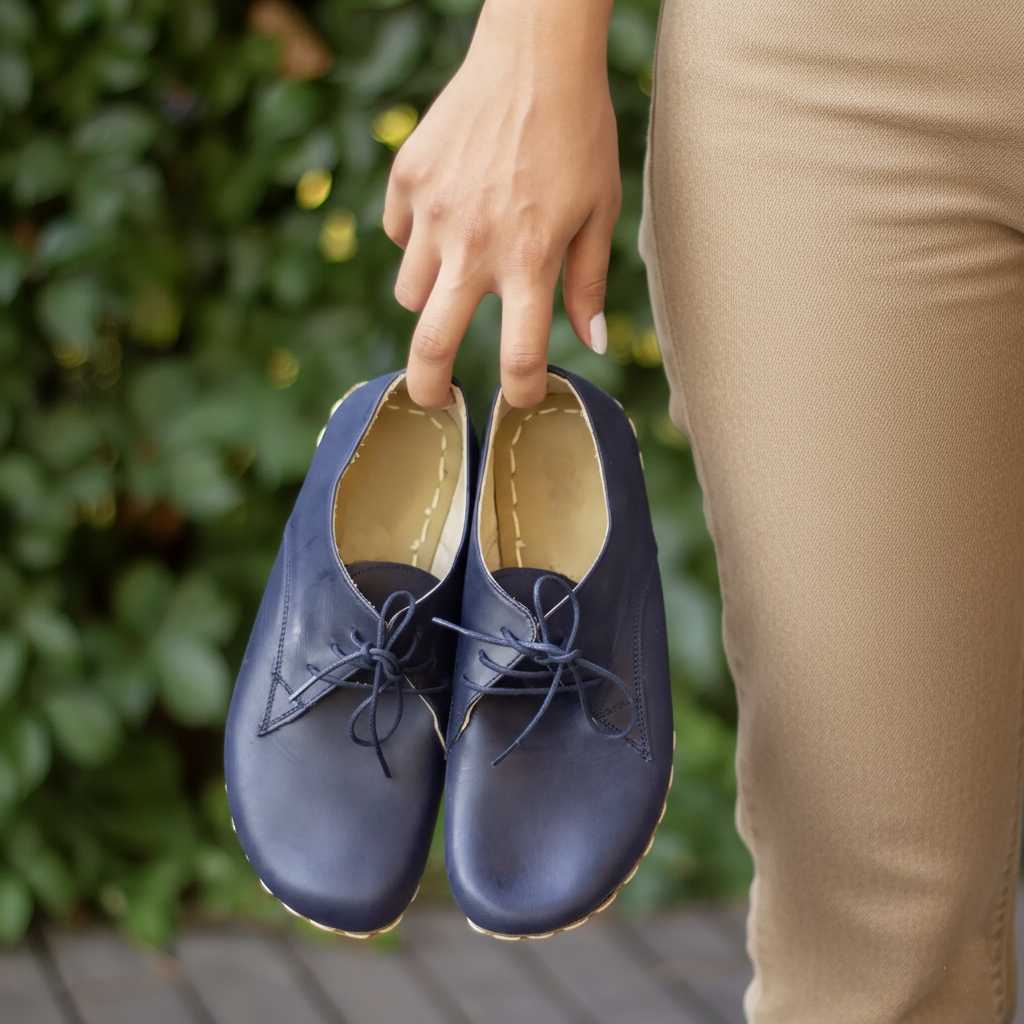 Women Barefoot Navy Blue Oxford Shoes