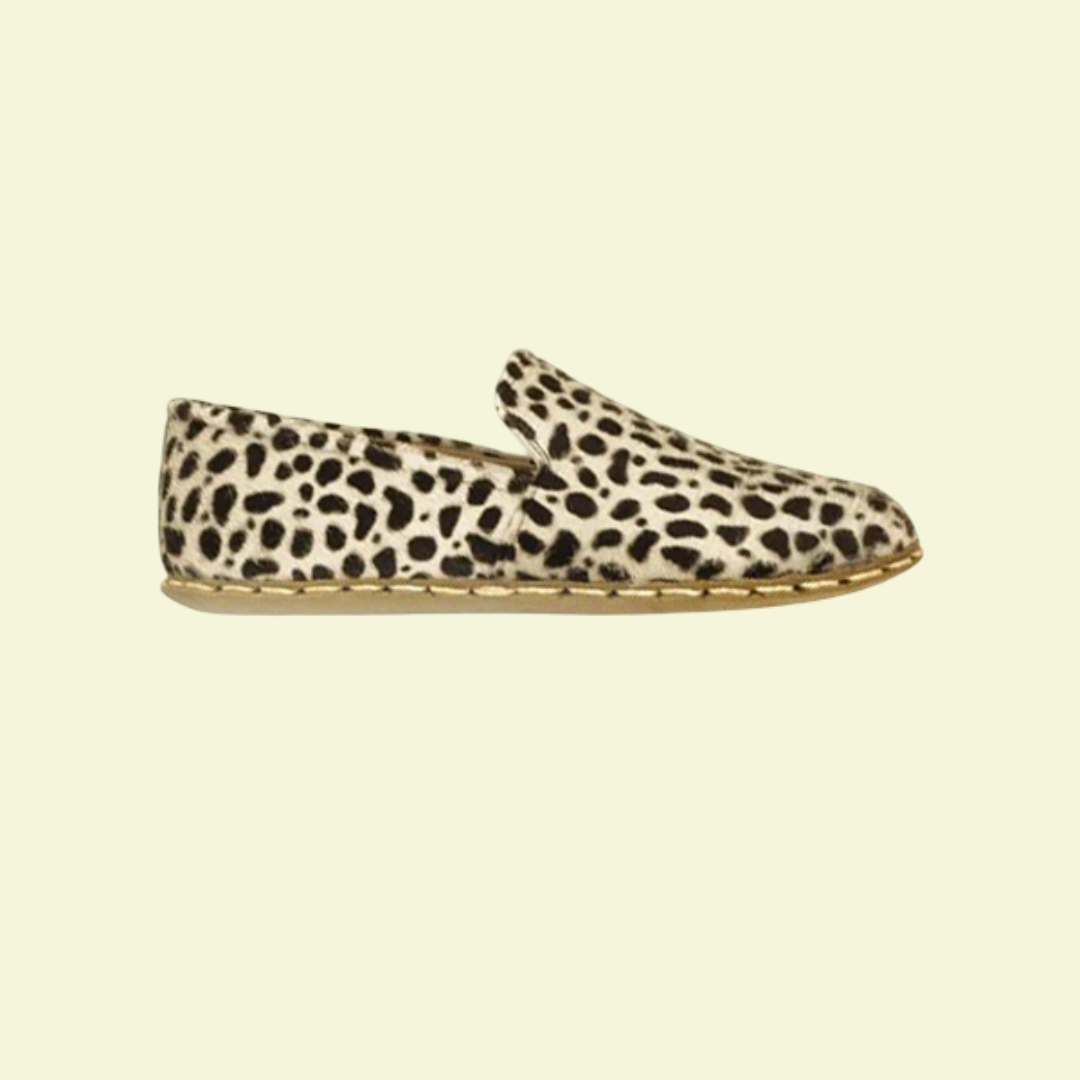 Women Barefoot White Leopard Print Loafers