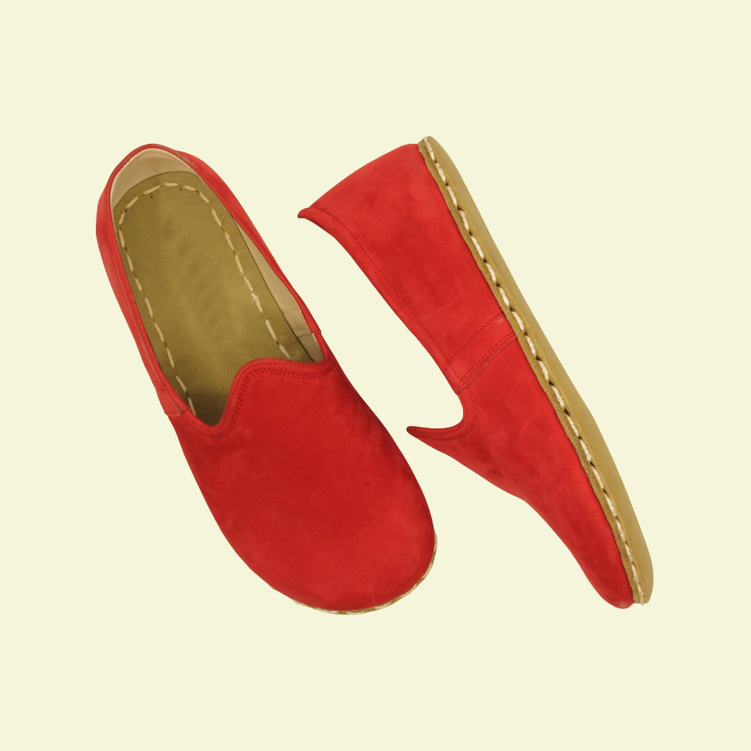 Women Nubuck Barefoot Red Slip On Shoes